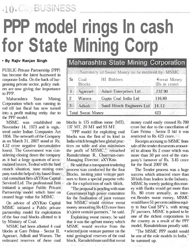Jun 2008: PPP model rings In cash for State Mining Corp